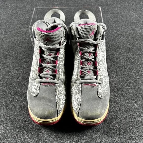 Jordan Dub Zero GS Wolf Grey Vivid Pink Laser Etched Kids Shoes 311057-004 5Y